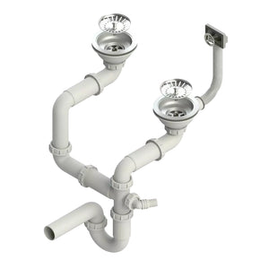 Syfon Dwukomorowy - Manualny - Chrom