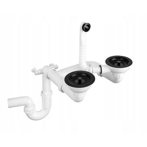 Syfon Dwukomorowy - Manualny - Czarny